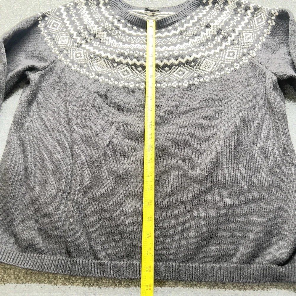 Talbots Fair Isle Style‎ Sweater Gray Green Navy Size XL Cozy Winter Knit